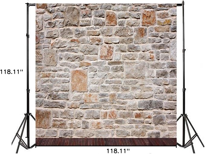AOFOTO 10x10ft Artistic Backdrops Photography Background Old Stone Wall Hardwood Floors Toddler Newborn Boy Lovers Kid Adult Girl Portrait Scene Photo Shoot Studio Props Video