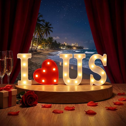 Ganeen USA Party Decorations I Love US Light up Letters LED Letters Sign for 250th Birthday Anniversary American Patriotic Party Home Tabletop Decor Memorial Day