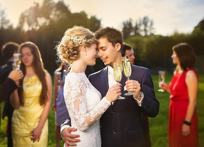 Wedding Cake Knife and Server Set with Forks, Classical Style Crystal Champagne Flutes Toasting Glasses for Bride and Groom, Wedding Gifts for Couples, Engagement and Bridal Shower Gifts