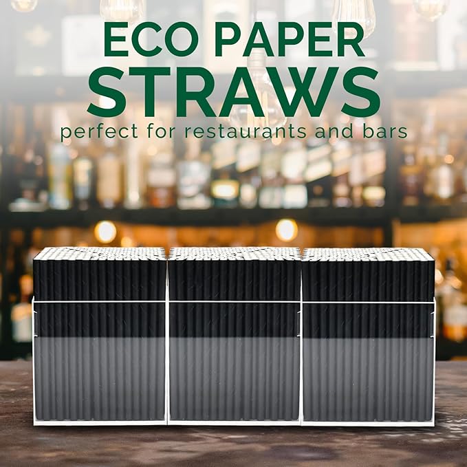 5 inch Disposable Black Paper Cocktail Straws Bulk (Case of 4,000 ct.) - for Cocktail, Coffee, Short Drinks, Bars, Restaurants