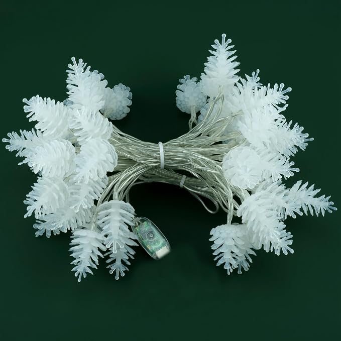 50 Pinecone String Lights, 25ft USB Powered Decorative LED Novelty String Lights (Pine Cone)