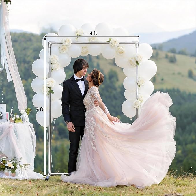 Wedding Arch Stand, 7x4FT Arch for Wedding Ceremony, Square Backdrop Metal Stand Frame Heavy Duty for Party, Garden, Anniversary, Baby Shower, Outdoor, Indoor, Rectangle Archway for Balloon Decoration