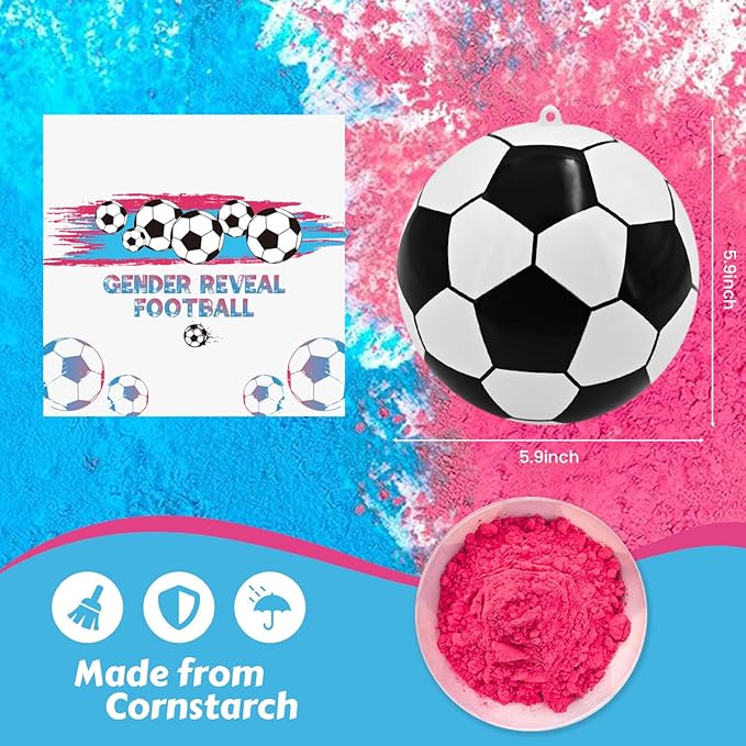 FIEKEICC Gender Reveal Soccer Ball Powder Kit 1blue&1pink Crazy Gender Reveal Ideas Exploding Soccer Balls Kit Gender Reveal Soccer Balls Kit Party Baby Shower Supplies for Boy or Girl Reveals