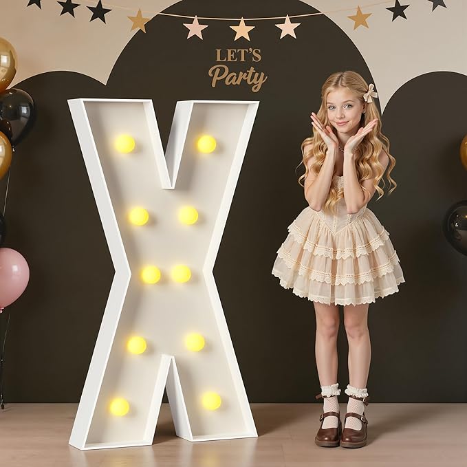 Marquee Letters 4 Feet Tall, 4FT Large Light up Letters X, Big Sign X with Warm White Light for 15th XV Birthday Wedding Proposal Engagement Graduation Party Backdrop Decorations
