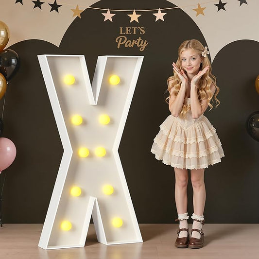 Marquee Letters 4 Feet Tall, 4FT Large Light up Letters X, Big Sign X with Warm White Light for 15th XV Birthday Wedding Proposal Engagement Graduation Party Backdrop Decorations