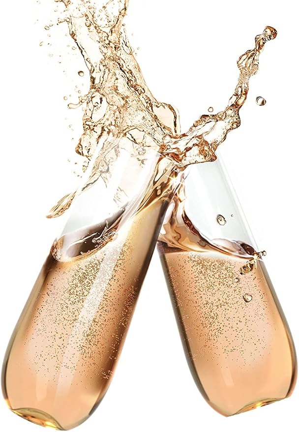 45 Plastic Stemless Champagne Flutes - Disposable Unbreakable toasting glasses, 45 pack | Clear Fancy Shatterproof & Reusable 9 Oz Champagne glass, BPA free - Ideal for Weddings, Birthdays, Parties