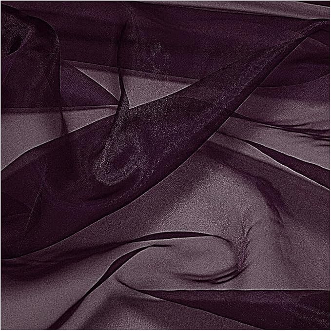 MDS Pack of 15 Yard Sheer Organza Fabric for Wedding Party Home Event Banquet Decorations, Backdrop Curtain Craft Dress Sewing Fashion DIY Crystal Organza Tulle Fabric Bolt 44” Wide - Plum