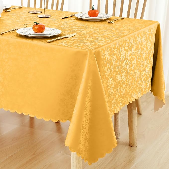Smiry Square Table Cloth, Waterproof Heavy Duty Vinyl Tablecloths, Wipeable Washable Table Cover for Kitchen and Dining Room (Mustard Yellow, 54" X 54")