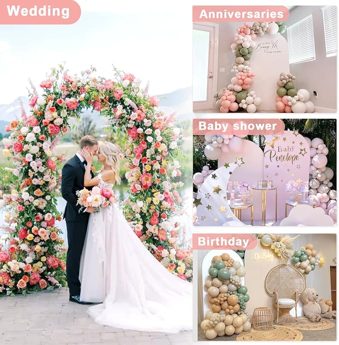 Queension 6FT Metal Wedding Arch Stand for Ceremony, Backdrop Frame With Base for Birthday Party, Baby Shower, Balloon Decorations, Black