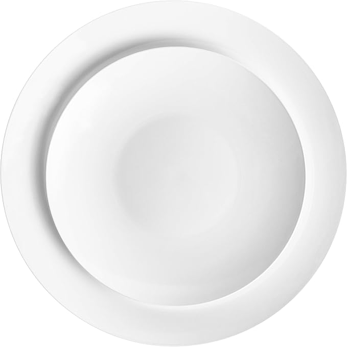 PLASTICPRO White Plastic Design Party Plates Premium heavyweight Elegant Disposable Tableware Dishes (128, White Organic)