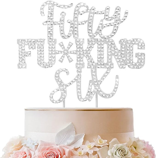 LINGTEER Happy 56th Birthday Funny Silver Rhinestone Cake Topper - Cheers to 56 Years Old,Happy 56th Birthday Party Cake Centerpieces Topper Decorations Gift Sign.