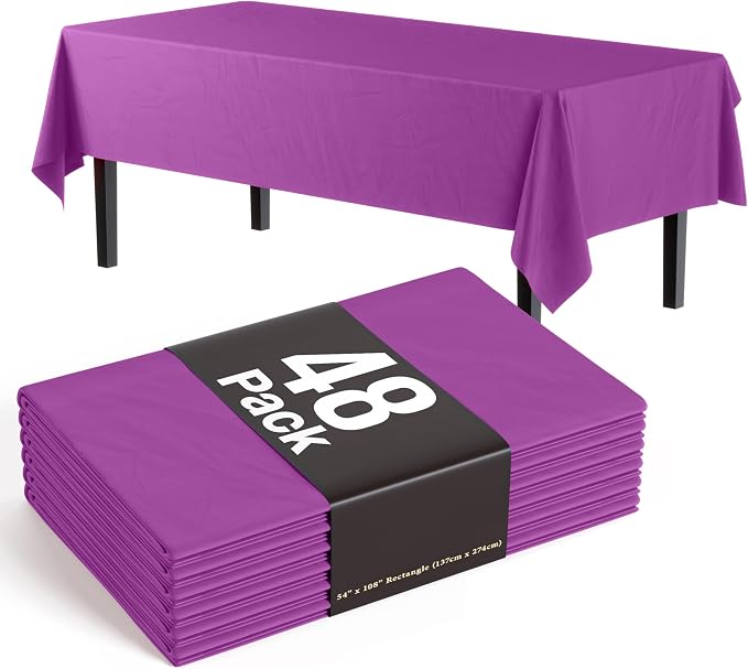 Exquisite Magenta Tablecloths for Rectangle Tables 48 Pack Plastic Table Cloth Disposable 54" X 108" Magenta Table Cloths Rectangle Tablecloth Plastic Tablecloths Rectangular Party Supplies