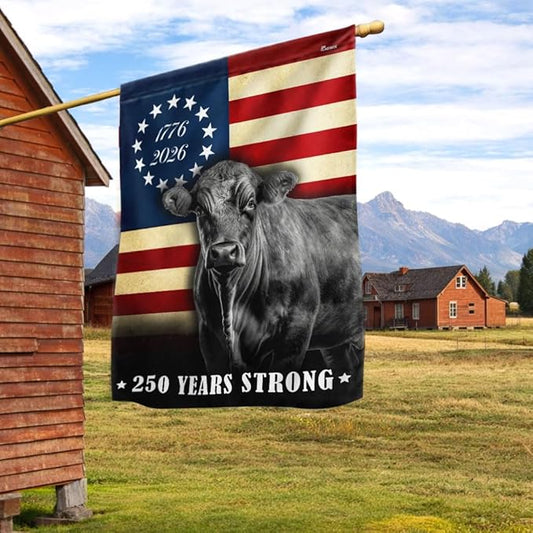 FLAGWIX 250 Years Anniversary Cattle Flag - Polyester Double-sided Yard Flags For Outside House Flag (29.5" x 39.5") - 4th of July Decorations for Home Yard Garden Decor Banner, Gifts For Men Women