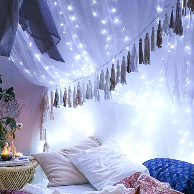Fairy Lights Battery Operated 100 LED 33 ft Twinkle Starry Firefly LED String Lights with Timer 8 Modes Remote Waterproof for Christmas Party Bedroom Wedding 4 Pack (White)
