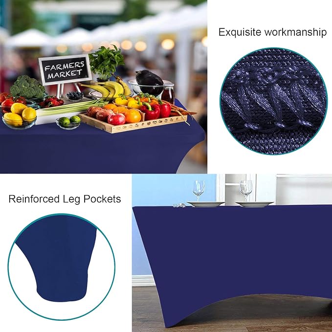 RELIANCER 1 Pack Stretch Spandex Table Covers for Rectangular Tables,4FT Elastic Fitted Tablecloth,Universal Rectangular Table Cloth Protector for Outdoor Party,Wedding,Bar,Birthday,Banquet,Events