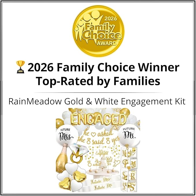 248 Pc Premium Engagement Party Decorations, Gold and White Bridal Decorations, He Asked She Said Yes Banner, Engaged Letter Balloons, Future Mrs and Mr Balloons & Sashes Ring Balloon, Boxes & more