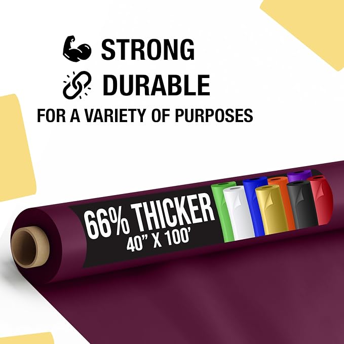 Party Solids 66% Thicker Premium Plum Plastic Table Cover Roll 40" X 100' Table Cloth Plastic Cover Roll Quality Thick Banquet Rolls Disposable Tablecloth Rolls Strong American Based Company