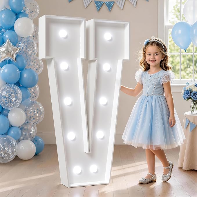 Marquee Letters, Cool Light Marquee Lights - Large Letters V for Birthday, Anniversary, Wedding Decor (DIY Kit) 25pcs Accessory Set