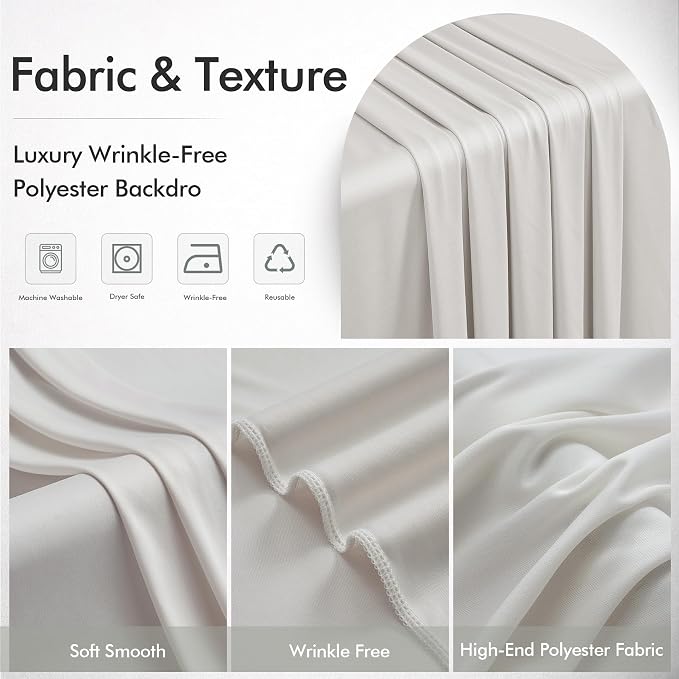 20ftx12ft Wrinkle Free Champagne Backdrop Curtain,4 Panels 12FT Height Wedding Backdrop Drapes,Silky Polyester Back Drop Cloth for Birthday Photography Background Party Backdrop Draping