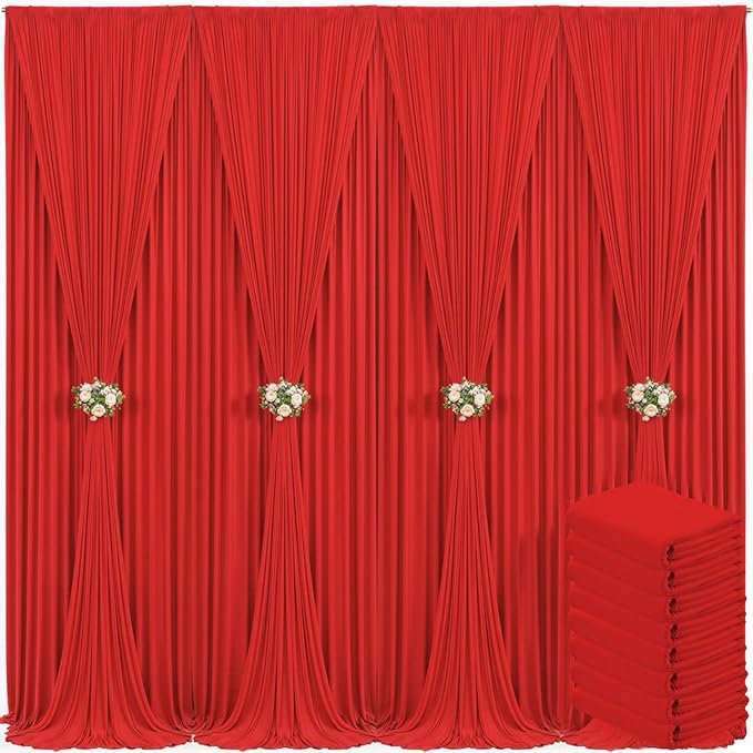 40ft x 10ft Red Backdrop Curtain for Parties Red Wrinkle Free Backdrop Drapes Panels for Wedding Baby Shower Birthday Photo Photography Christmas Polyester Fabric Background Decoration