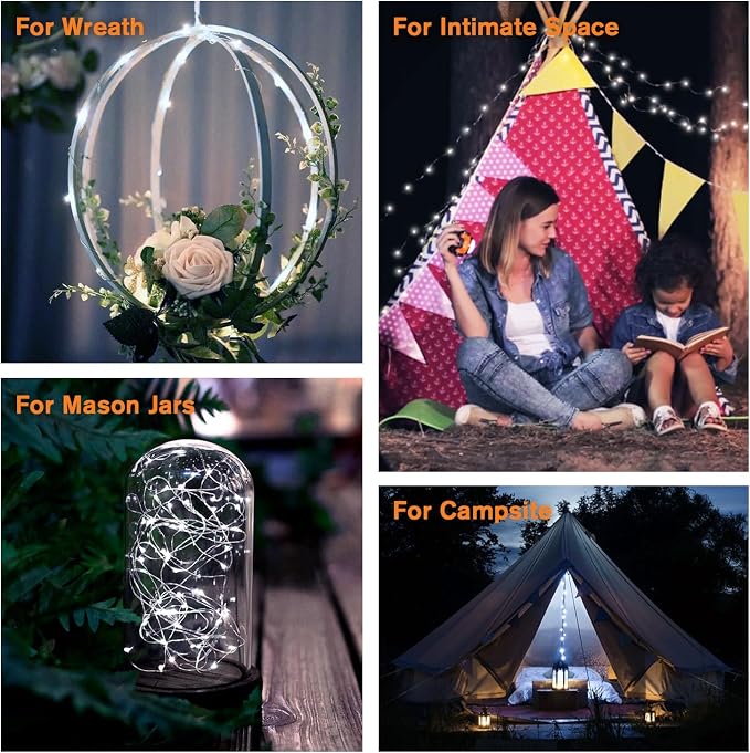 QITONG 4 Pack Solar Fairy Lights, Each 33ft 100 LED White Christmas String Light Outdoor Waterproof, 8 Modes Silver Wire Christmas Twinkle Mini Lights