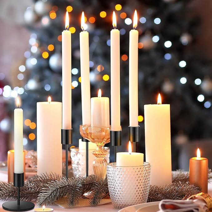 Sieral Candle Holders Bulk Taper Candlesticks Holders Set Modern Decorative Metal Candelabras for Wedding Anniversary Home Dining Table Centerpiece Xmas Party Decor(Matte Black,36 Pcs)