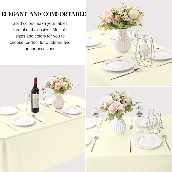 4 Pack Rectangle Tablecloth for 6 Foot Tables Washable Polyester Table Cover for Wedding Dining Table Parties Banquet（60x102 Beige）
