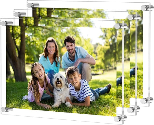 NIUBEE 12x16 and 11x17 Clear Acrylic Wall Mount Picture Frames, A3 Size Floating Frameless Photo Frame for Certificate Poster Display-Double Panel(Full Frame is 14.5x18.5 inch) - 3Pack