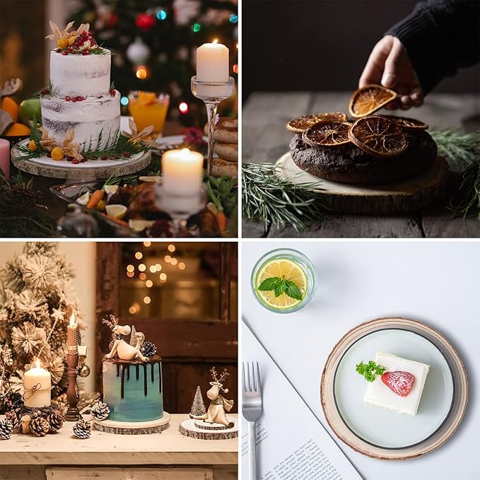 Maputune 8 Pcs 8-9 in Large Unfinished Wood Slices for Centerpieces, Natural Rustic Wooden Plate for DIY Craft, Round Wood Chips for Signage Painting Wedding Party Christmas Decor