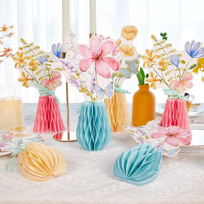 SUNBEAUTY Wildflower Baby Shower Table Decorations Wild Flowers Honeycomb Centerpieces for Garden Baby Shower Spring Floral Table