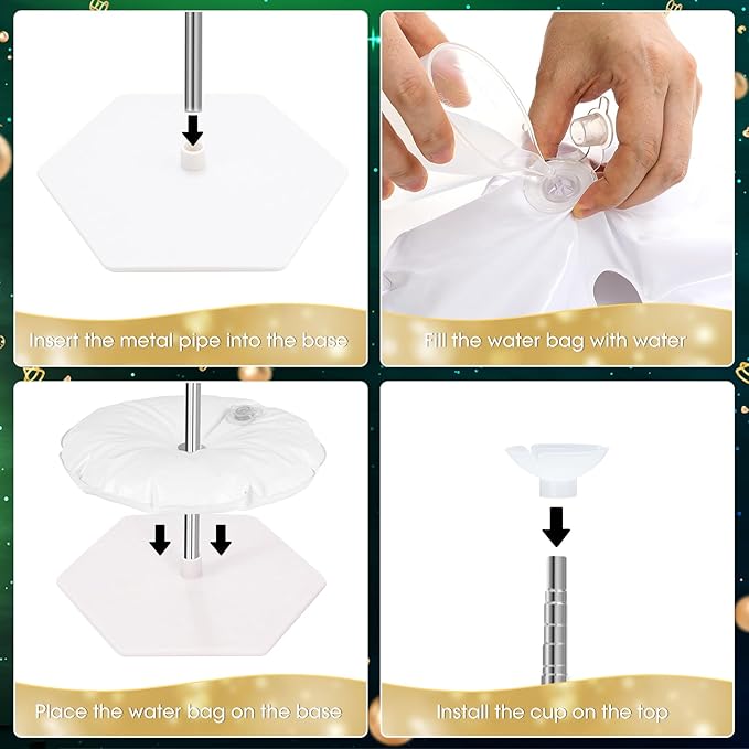 Balloon Column Stand with 101 Balloons, Balloon Column Kit Set of 2, Metal Balloon Tower Stand with Base for Floor, Height Adjustable from 1.57 to 7 Ft, For Party Decorations