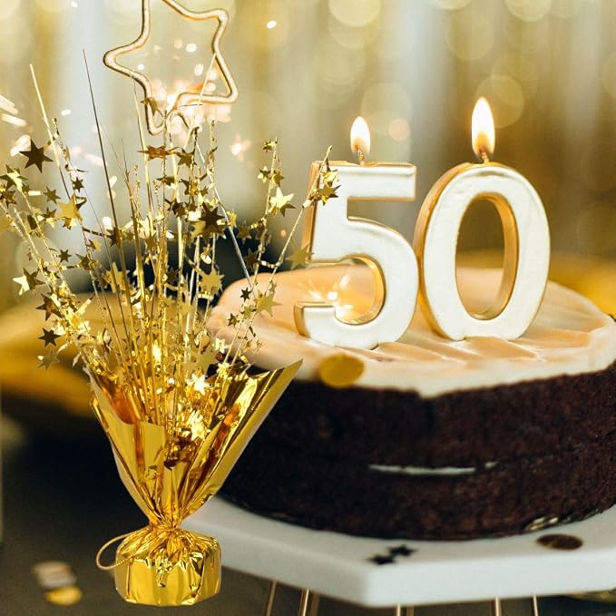 6 Pack Metallic Foil Spray Centerpiece Star Table Decoration Burst Table Centerpieces for Birthday Wedding Anniversary Graduation Holiday Party Supplies Decor, Gold