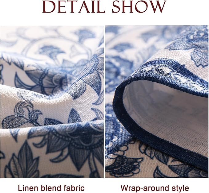 patdrea Elegant French Linen Tablecloth,Rectangular,110"x63"-Lantang A | Vintage Elegant Table Cloth for Rectangle Table,Blue and White Floral Print,for Dining Room Tea Party Thanksgiving