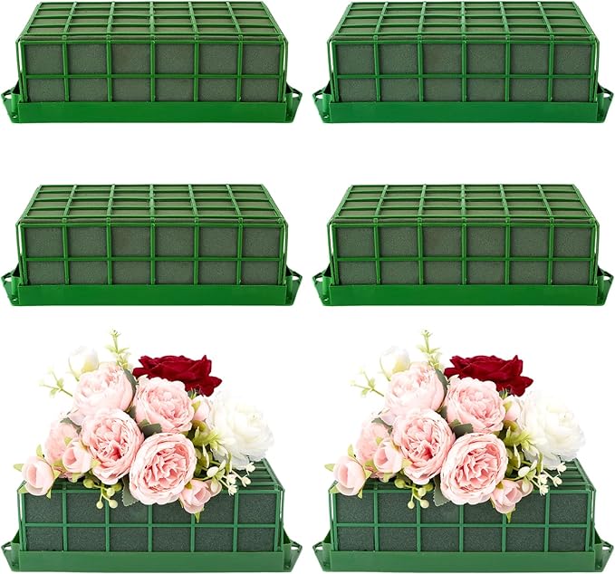 6PCs Floral Foam Cage, Wet & Dry Green Floral Cage for Fresh or Artificial Flowers, Wedding, Birthdays, Pary, Home Decorations