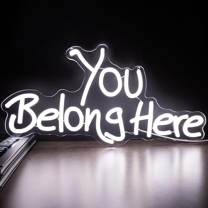 Neon Sign, You Belong Here Neon Light Sign LED Letter Neon Lights for Wall Decor, USB Powered Neon Bar Sign for Party Club Restaurant, Bedroom Wall Decor 17.72 x 9.06"