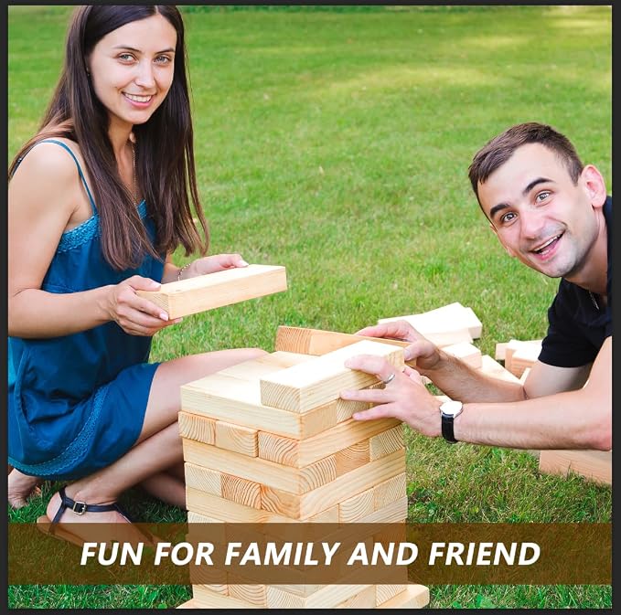 Aivalas X-Large Size Giant Tumble Tower, 60 Blocks Outdoor Games Stacking Games Includes Dice Carrying Bag Scoreboard, Stacking Over 5FT for Backyard Lawn Party Playing