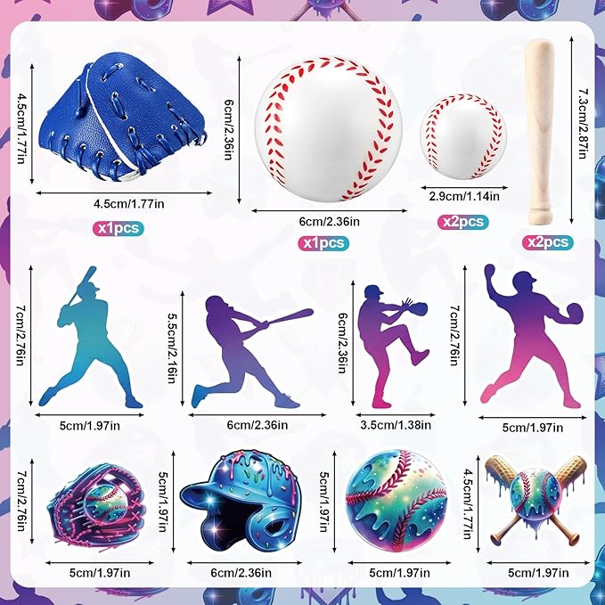 Novabright 42 Pcs Baseball Ice Cream Drip Birthday Cake Decorations Baseball Themed Birthday Cake Toppers Detachable Photo Props for Party Supplies (Ice Cream,Black)