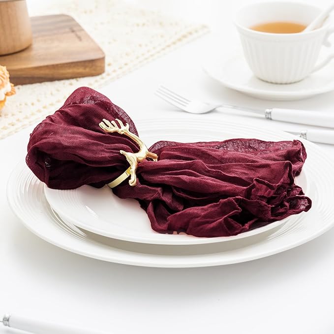 100 Pack Burgundy Cheesecloth Napkins Washable 21x21 Inches Burgundy Cloth Napkins Set of 100 Dinner Table Napkins for Wedding Bridal Baby Shower Rustic Boho Cotton Gauze Summer Party Table Decor