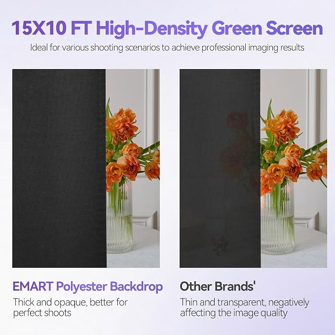 EMART 10 x 10 ft Adjustable Photo Backdrop Stand Kit with 15 x 10 ft Portable Black Backdrop, Background Holder Support System Kit for Photography, Party, Live Game, Interviews, YouTube, TIK Tok