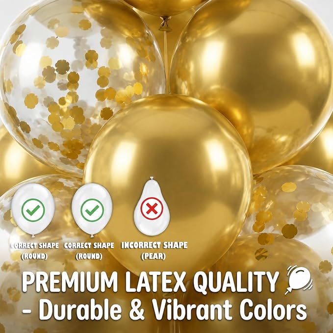 Balloon Column Kit Set of 2 With Confetti Balloons Included - Balloon Tower with Stand, Base, and Pole,Backdrop Decoration for Wedding, Baby Shower, Birthday Party, or Bachelorette Parties (Gold)