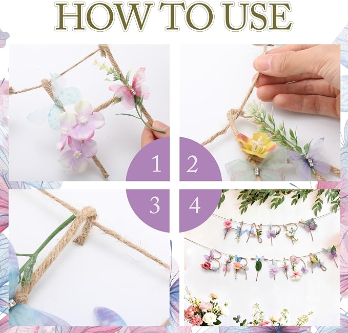 Norme 2 Pcs Butterfly Birthday Banner Decorations for Women Metal 3D Butterfly Wildflower Happy Birthday Garland Garden Spring Tea Fairy First Party Decorations for Sweet 16 21st 13th 18th 30th 40th