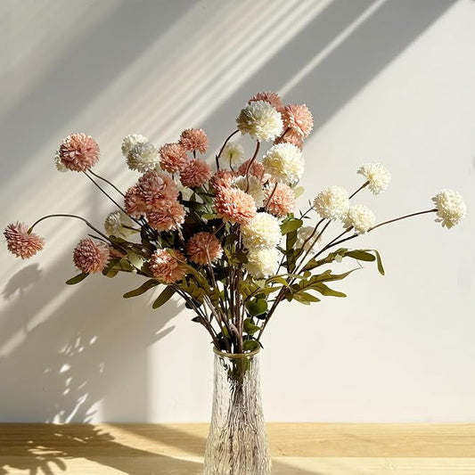 10pcs Faux White & Pink Kiku Flowers, 5 Heads Each Stem & 4 Branches Eucalyptus Stems, Artificial Small Mini Chrysanthemum Flowers for Aesthetic Room Decor, Floral Arrangements Centerpiece