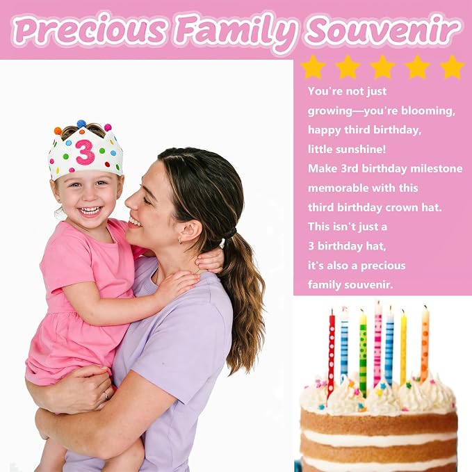Personalized Hand Embroidered Birthday Hats Unique Happy Birthday Crowns Cute Party Hat for Boy Girl Fit All Ages