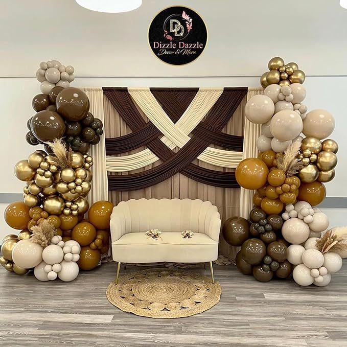 Brown Balloons, 18/12/10/5 In Retro Dark Brown Balloon Garland Arch Kit Different Sizes, Chocolate Coffee Caramel Mocha Helium Latex Balloons for Teddy Bear Birthday Boho Baby Shower Party Decorations