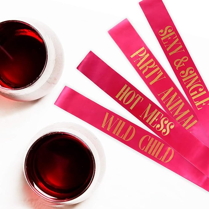 POP FIZZ DESIGNS Bachelorette Sash Set (18 pcs) 1 White Bride to Be Sash + 1 Maid of Honor Sash + 17 Bachelorette Sashes for The Bride Tribe - Amazing Bachelorette Party Favors
