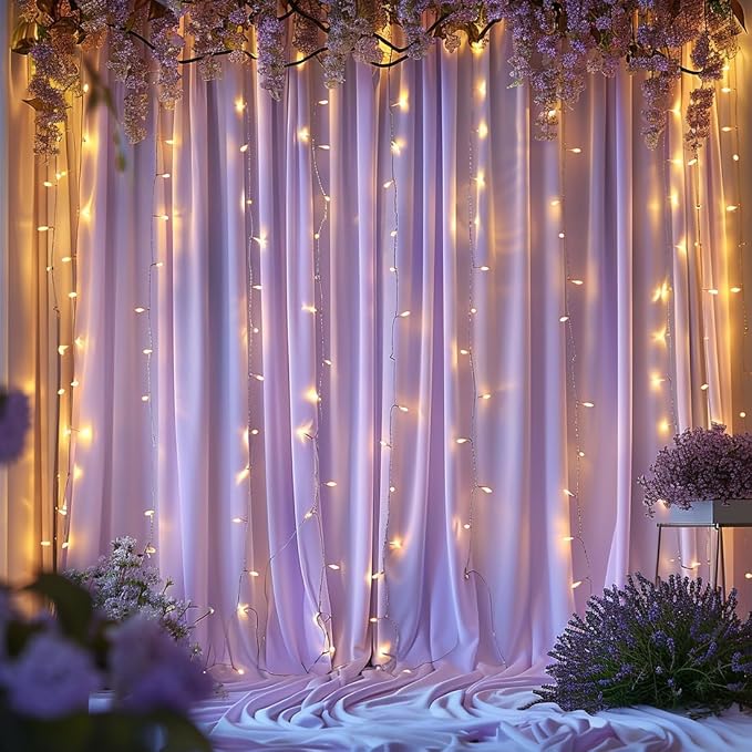 20x10ft Wrinkle Free Lavender Backdrop Curtain for Parties Soft Fabric Drapes Wedding Curtain Backdrop for Birthday Party Decorations Background for Photography 5x10ft,4 Panels