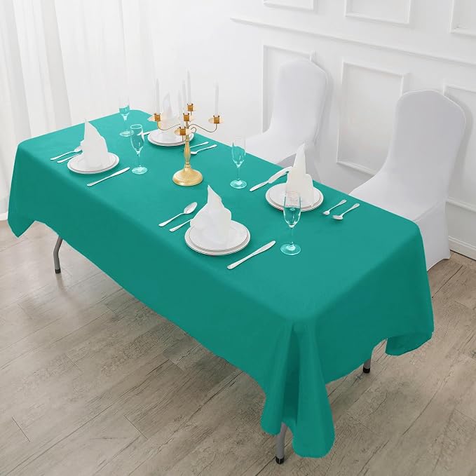 Fokitut 2 Pack Waterproof Rectangle Tablecloth, 60x120 Inch,Stain Resistant and Wrinkle Polyester Table Cloth, Fabric Table Cover for Kitchen Dining, Wedding, Party, Holiday Dinner-Turquoise