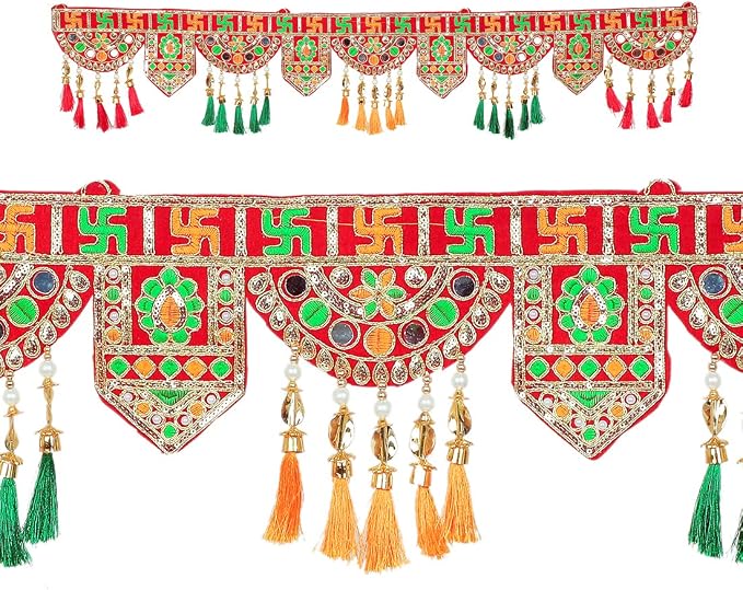 Aditri Creation Handcrafted Toran Swastik Door Toran Decorative Hanging Bandanwar for Parties Wedding Indian Traditional Festival New Year Decorations Gifts for Home Entrance Temple Gifts (Size:-42")