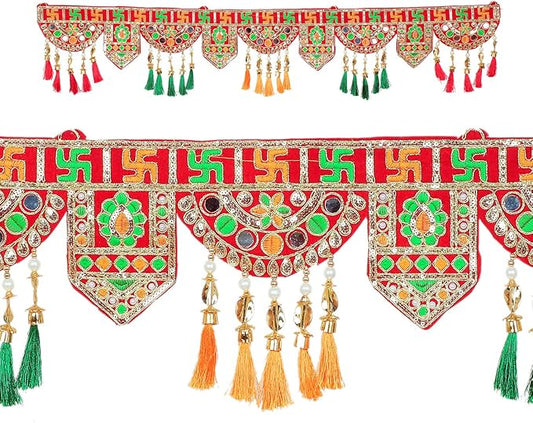 Aditri Creation Handcrafted Toran Swastik Door Toran Decorative Hanging Bandanwar for Parties Wedding Indian Traditional Festival New Year Decorations Gifts for Home Entrance Temple Gifts (Size:-42")