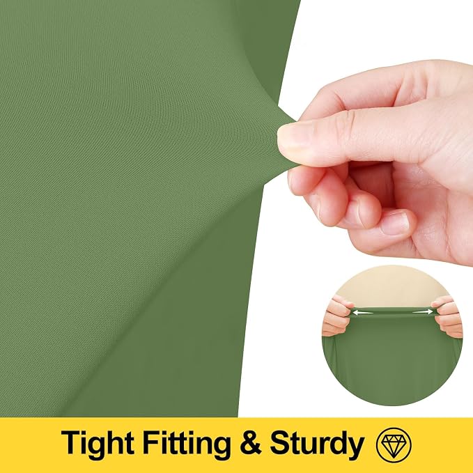 Smiry Round Spandex Tablecloth, Elastic Fitted Washable Tablecloths for 48 Round Tables, Waterpoof Stretch Table Cover Skirt for Outdoor, Wedding, Banquet & Parties, Sage Green